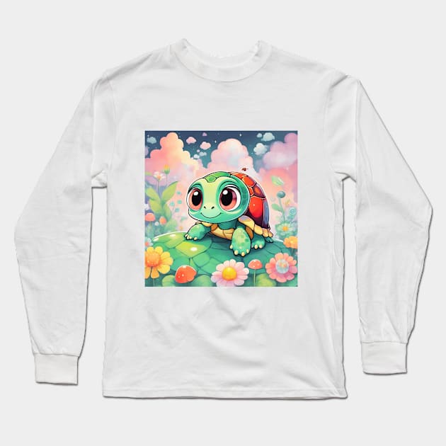 Turtle Princess in Pastel Wonderland Long Sleeve T-Shirt by BencDesignStudio